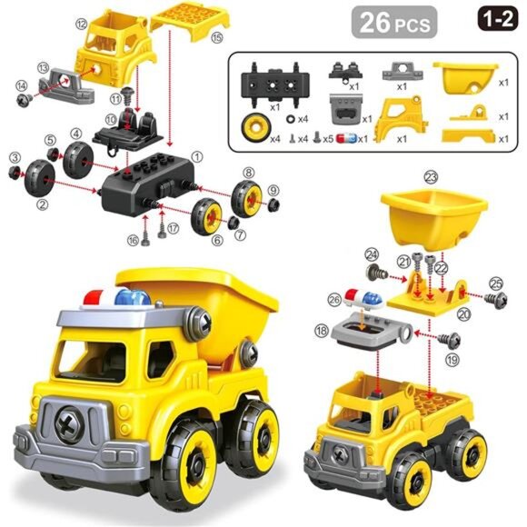 4-in-1 Take Apart Car Toys for Boys DIY Engineering Construction Truck Toy - Picture 3 of 8